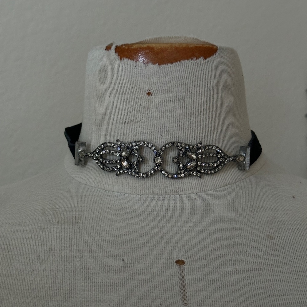 Silver and Black Choker Necklace